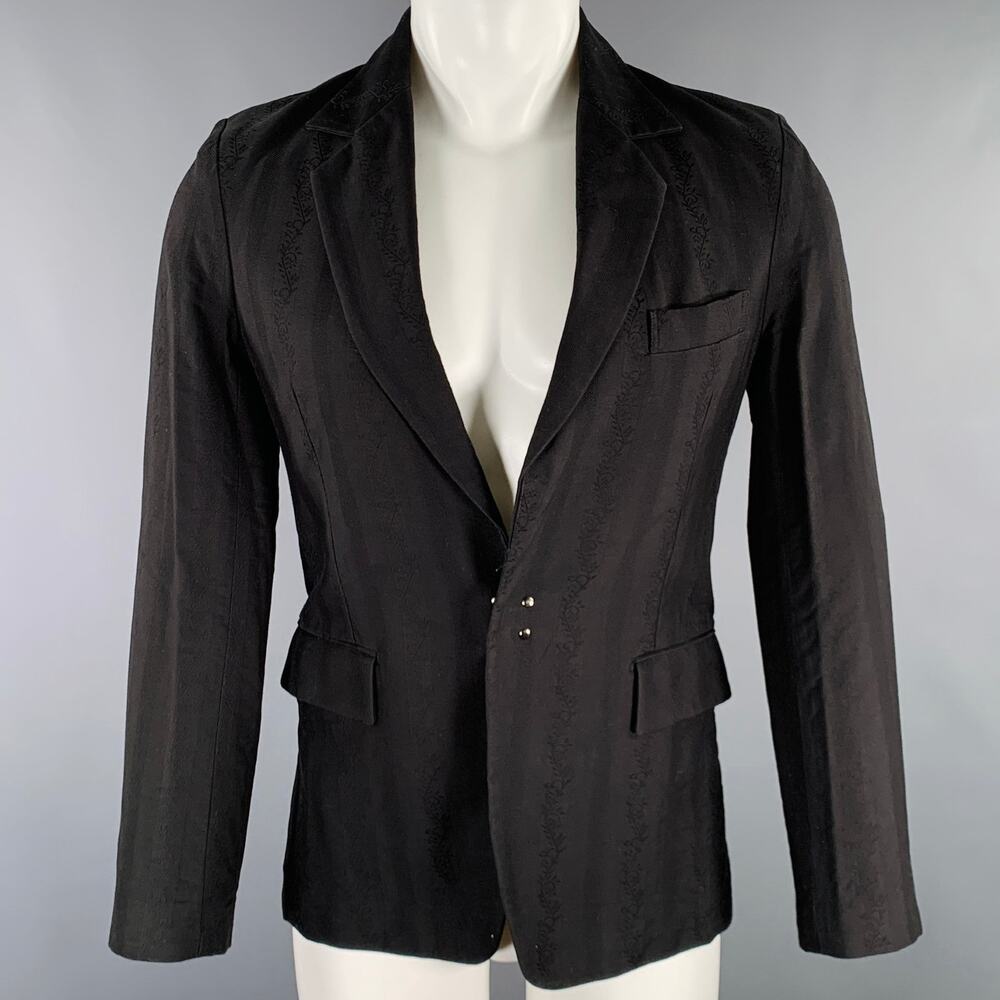 ART Size 38 Black Floral Stripe Jacquard Cotton Jacket